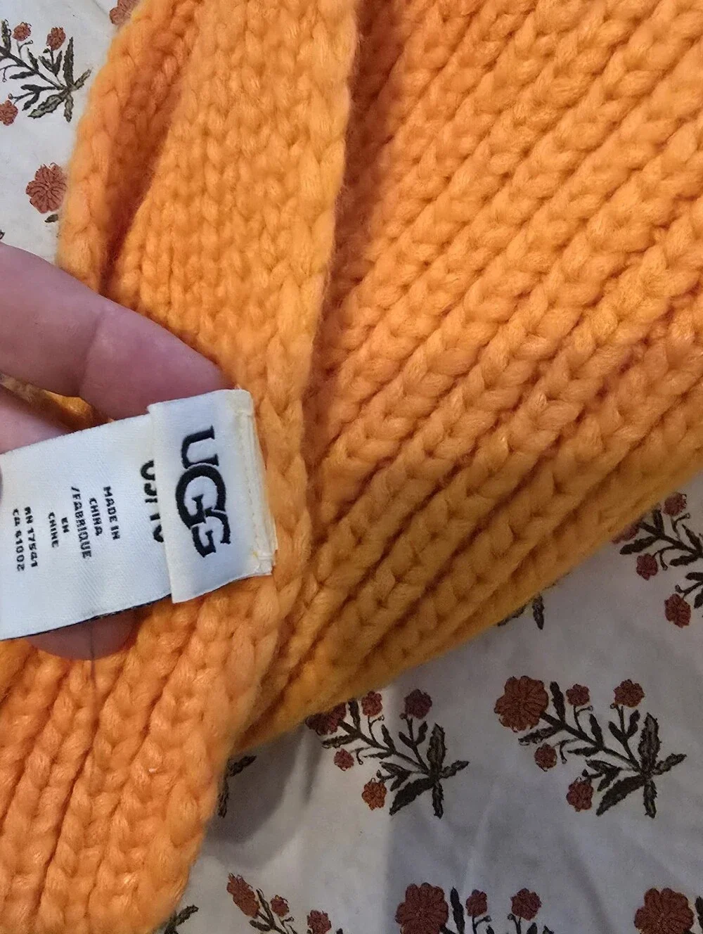 UGG Orange Ribbed Knit Scarf
